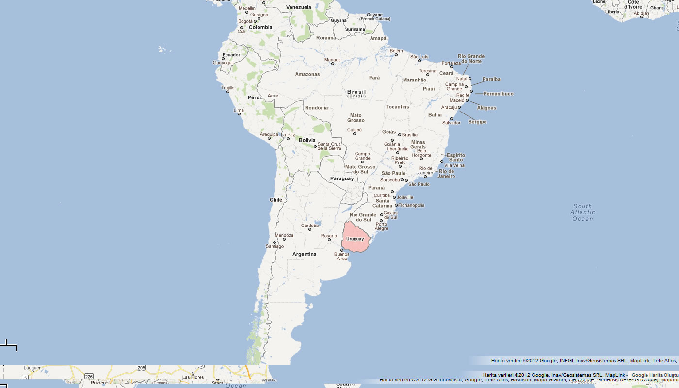 carte du Uruguay sud amerique